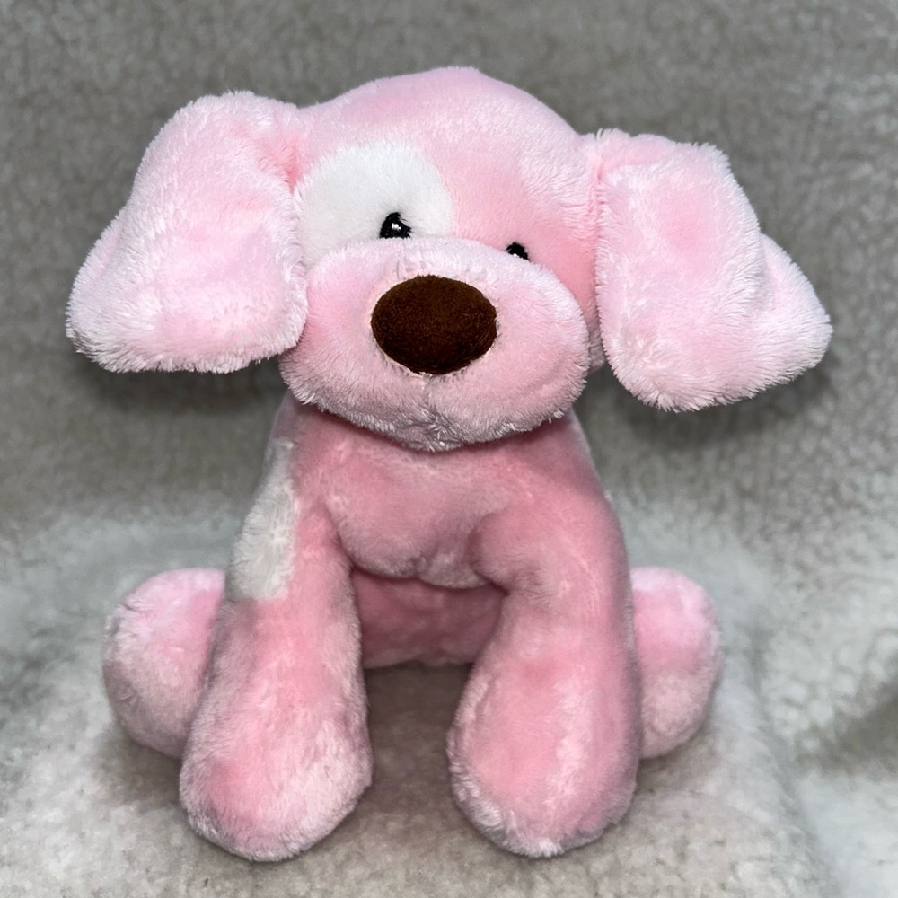 Baby Gund Spunky pink white  plush puppy dog 9"